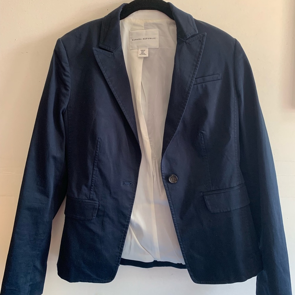 Banana Republic Navy Slim Blazer Jacket Petite